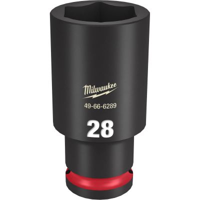 MLW49-66-6289 image(0) - Milwaukee Tool SHOCKWAVE Impact Duty  1/2"Drive 28MM Deep 6 Point Socket