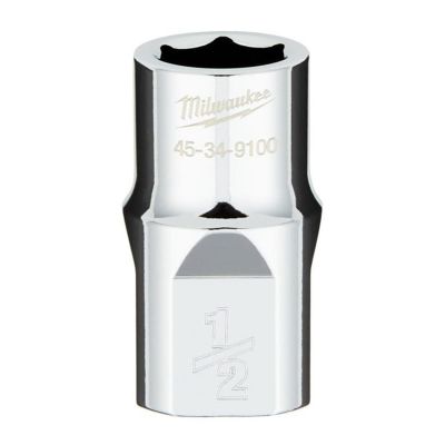 MLW45-34-9100 image(0) - Milwaukee Tool 1/2" Drive 1/2" SAE  6-Point Socket with FOUR FLAT Sides, Vanadium Steel, Chrome