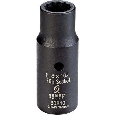 SUN80810 image(0) - Sunex 1/4" Drive Semi-Deep Impact Flip Socket, 8 x 10mm