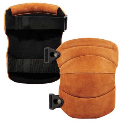 ERG18232 image(0) - Ergodyne 230LTR Brown Leather Knee Pads - Wide Soft Cap