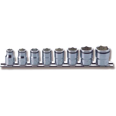 KKNRS3450M-8 image(0) - Ko-ken USA 3/8 Sq. Dr. Socket set  8mm-19mm Nut Grip 200mm  8 pieces