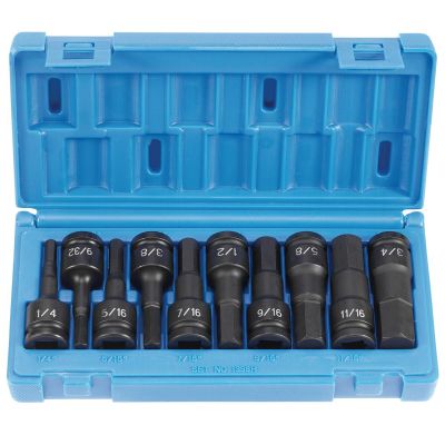 GRE1398H image(0) - Grey Pneumatic 10PC 1/2" DR HEX DRIVER SET