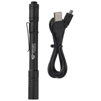 STL66134 image(0) - Streamlight Stylus Pro USB Bright Rechargeable LED Penlight - Black: Rechargeable battery, USB Cord, Pocket clip, Nylon holster