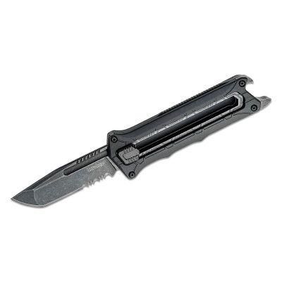 KER1195 image(0) - Kershaw Intersteller-Serrated Multi-Function Manual Open Sliding Button Lock Tanto Blade Pocket Knife - Gray