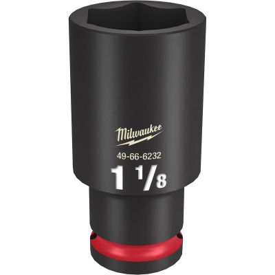 MLW49-66-6232 image(0) - Milwaukee Tool SHOCKWAVE Impact Duty  1/2"Drive 1-1/8" Deep 6 Point Socket