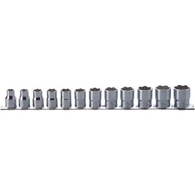 KKNRS3410M-12 image(0) - Ko-ken USA RS3410M/12 12 Piece 3/8 Sq. Dr. Surface Drive, 6 Point, Chrome, Metric Socket Set