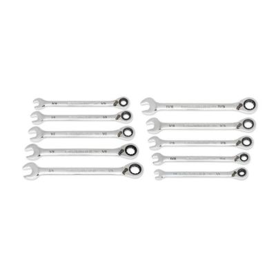 KDT86658 image(0) - Gearwrench 10 Pc. 90-Tooth 12 Point SAE Reversible Ratcheting Wrench Set