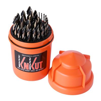 KNK29KK10DB image(0) - KnKut KnKut 29 Piece Drill Buddy Mechanics Length Step Point Drill Bit Set 1/16"-1/2" by 64ths