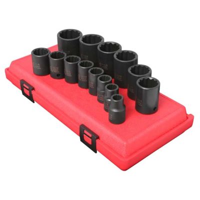 SUN2678A image(0) - Sunex 1/2" Dr. SAE 12 Point Impact Socket Set on rail