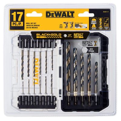 DWTDWAH1117 image(0) - DeWalt DEWALT 17PC BLACK & GOLD HEX SHANK DRILL BIT SET (DWAH1117)