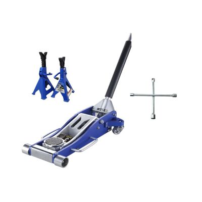 KTI63099KIT image(0) - K Tool International Aluminum Jack 3 Ton/Jack Stands 3 Ton/Lugnut Wrench Combo