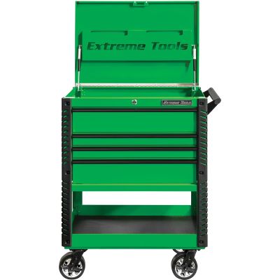 EXTEX3304TCGNBK image(0) - Extreme Tools 33" 4-Drawer Deluxe Tool Cart w/Bumpers, Green w/B