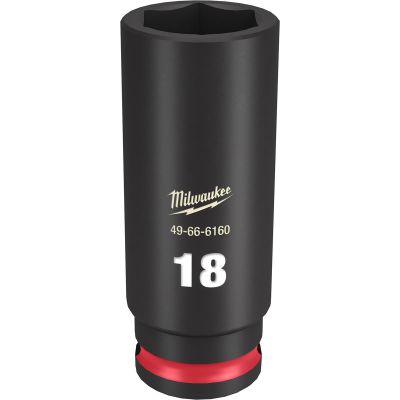 MLW49-66-6160 image(0) - Milwaukee Tool SHOCKWAVE Impact Duty  3/8"Drive 18MM Deep 6 Point Socket