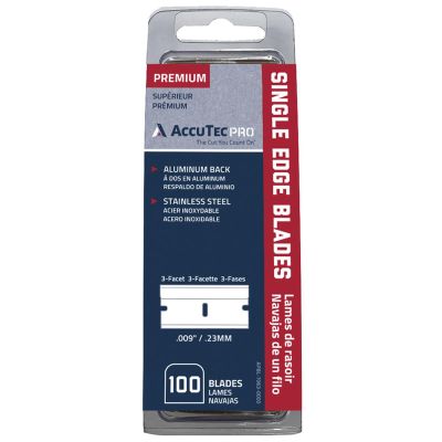 ASR62-0178 image(0) - AccuTec Pro Coated Stainless Steel Single Edge Razor Blade, 3 Facet, 100 Pack