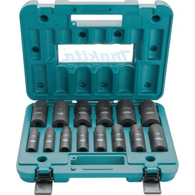 MAKA-96372 image(0) - Makita 14 Pc. 1/2" Drive Deep Well Impact Socket Set