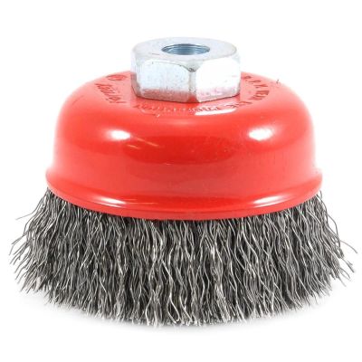 FOR72780 image(0) - Forney Industries Cup Brush, Crimped, 2-3/4 in x .014 x M10 x 1.25 Arbor