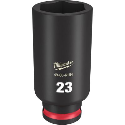 MLW49-66-6164 image(0) - Milwaukee Tool SHOCKWAVE Impact Duty  3/8"Drive 23MM Deep 6 Point Socket