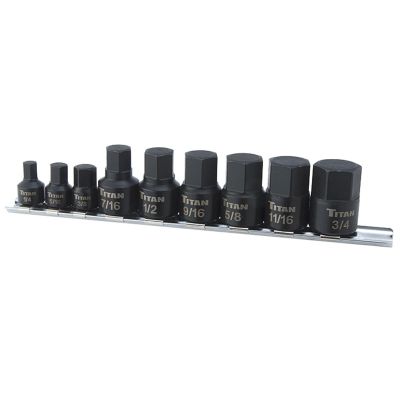 TIT16140 image(0) - TITAN 9-PC 1/4" DR STUBBY SAE HEX BI