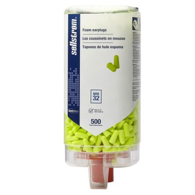 SRWS23413 image(0) - Sellstrom Sellstrom - Earplugs - Disposable - Foam Bullet Shape - Uncorded - NRR 32 - Hi-Viz Green - 500 Pair Wall Dispenser