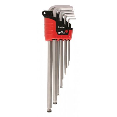 WIH66990 image(0) - Wiha Tools MagicRing® Screw Holding Ball End Hex L-Key, Chrome-V-Moly Super Tool Steel Hard Chrome Finish, Long Arm 9 Piece Metric Set In ErgoStar Auto Holder .1.5 - 10mm