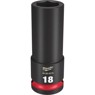 MLW49-66-6279 image(0) - Milwaukee Tool SHOCKWAVE Impact Duty  1/2"Drive 18MM Deep 6 Point Socket