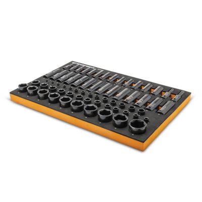 KDTGWMSISKMM image(0) - GearWrench 66 Piece 1/4”, 3/8”, 1/2” Drive 6 Point Metric, Standard & Deep, Impact Socket Set in Foam Storage Tray