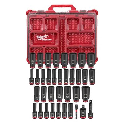 MLW49-66-6805 image(0) - Milwaukee Tool SHOCKWAVE Impact Duty Socket 3/8” Dr 36PC PACKOUT Set