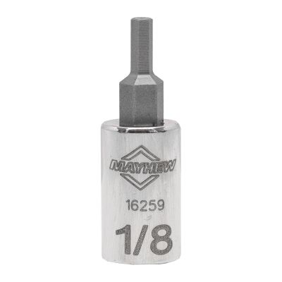 MAY16259 image(0) - Mayhew Mayhew 1/8-Inch SAE Hex Short Insert Socket Bit, 1/4-Inch Drive