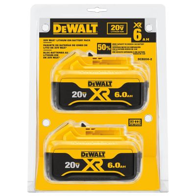 DWTDCB206-2 image(0) - DeWalt 20V MAX 6.0 AH LI-ION BATTERY 2PK