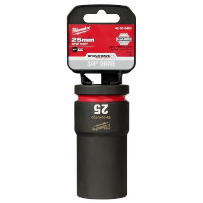 MLW49-66-6400 image(0) - Milwaukee Tool SHOCKWAVE Impact Duty  3/4"Drive 25MM Deep 6 Point Socket