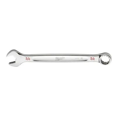 MLW45-96-9424 image(0) - Milwaukee Tool 3/4" SAE Combination Wrench, 12-Point, Steel, Chrome, Ergonomic, I-Beam Handle