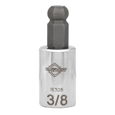 MAY16308 image(0) - Mayhew Mayhew 3/8-Inch SAE Ball Hex Short Insert Socket Bit, 3/8-Inch Drive