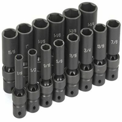 GRE1314UD image(0) - Grey Pneumatic 1/2" DR 14PC DEEP FRACTIONAL UNIV SOCKET SET