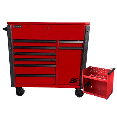 HOMRD06044080 image(0) - Homak Manufacturing 44in 8-Drawer Service Cart w/Power Tool Holder Drawer-Red