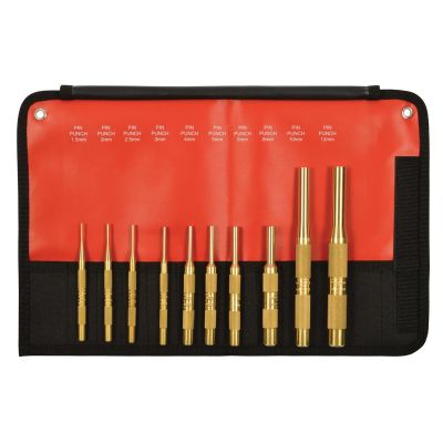 MAY61387 image(0) - Mayhew 10-PC BRASS PIN PUNCH SET, METRIC