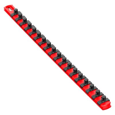 ERN8401 image(0) - Ernst Mfg. 18” Socket Organizer and 18 Twist Lock Clips - Red - 3/8”