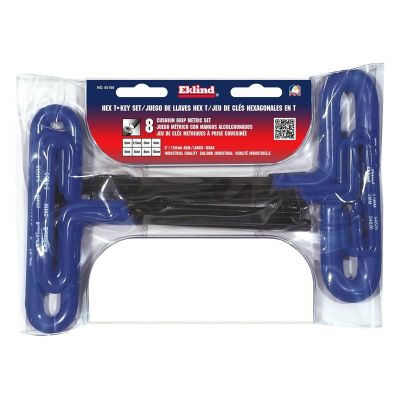 EKL55168 image(0) - Eklind Tool Company HEX KEY SET 8 PC T-HANDLE 6IN. METRIC 2-10MM CUSH