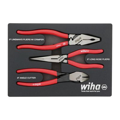 WIH34680 image(0) - WIHA Tools Set Includes - Long Nose 8.0” | 200mm | Angled Cutters 8.0” | 200mm | Lineman�s Pliers w/Crimpers 9.0” | 225mm