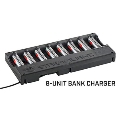 STL20223 image(0) - Streamlight Li-Ion Battery Pack 8-unit Bank Charger, (8) SL-B26 Battery Packs Included - Black