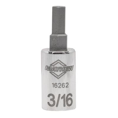 MAY16262 image(0) - Mayhew Mayhew 3/16-Inch SAE Hex Short Insert Socket Bit, 1/4-Inch Drive