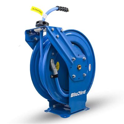 BLBBBRDA38100 image(0) - BluBird BluBird Air Hose Reel 3/8" Retractable Dual Arm Heavy Duty with Rubber Hose 300 PSI - 100 Feet