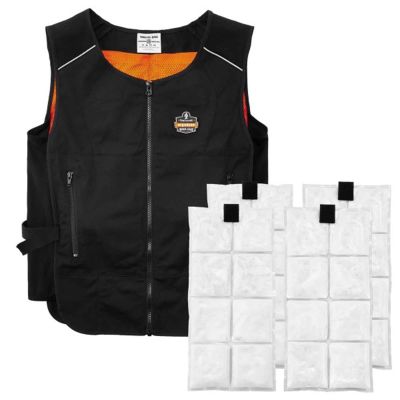 ERG12135 image(0) - Ergodyne 6260 L/XL Black Lightweight Phase Change Cooling Vest with Packs